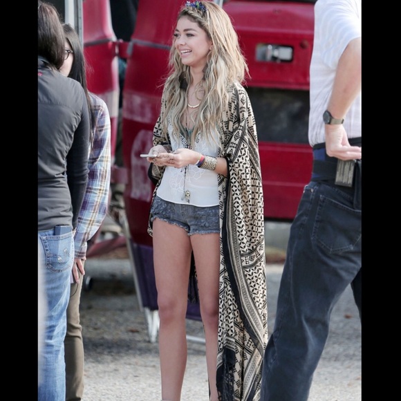 Ecote Patchwork Fringe Duster Open Poncho - Picture 10 of 11